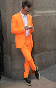 ست کت شلوار نارنجی و سفید مردانه